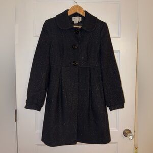 Helen Berman - Black Women's Gold Shimmer Pea Coat, Medium